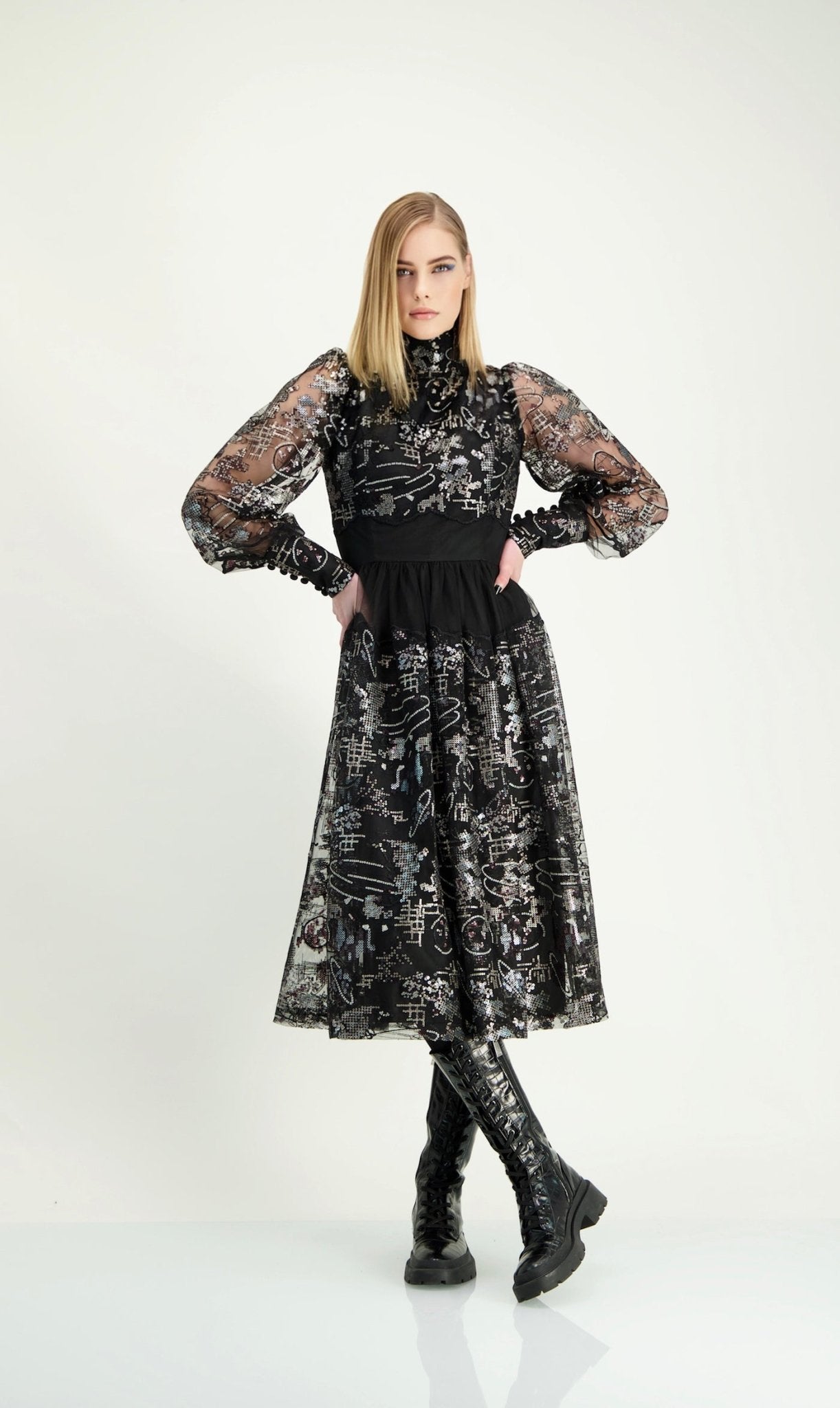 Vintage Black Ruffle Organza Dress - S | G O S S A M E R